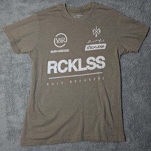 Young & Reckless Size Medium Tan Beige Graphic T Shirt 100% Cotton